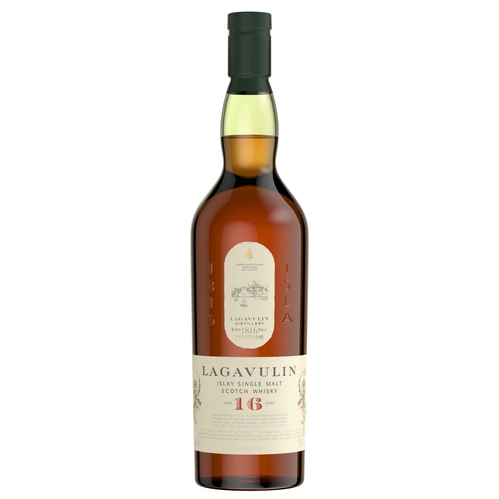 Whisky single malt Lagavulin 16 YO, la sticla de 0.7L, la cel mai bun pret, disponibil imediat pentru livrare in Sibiu si in toata Romania