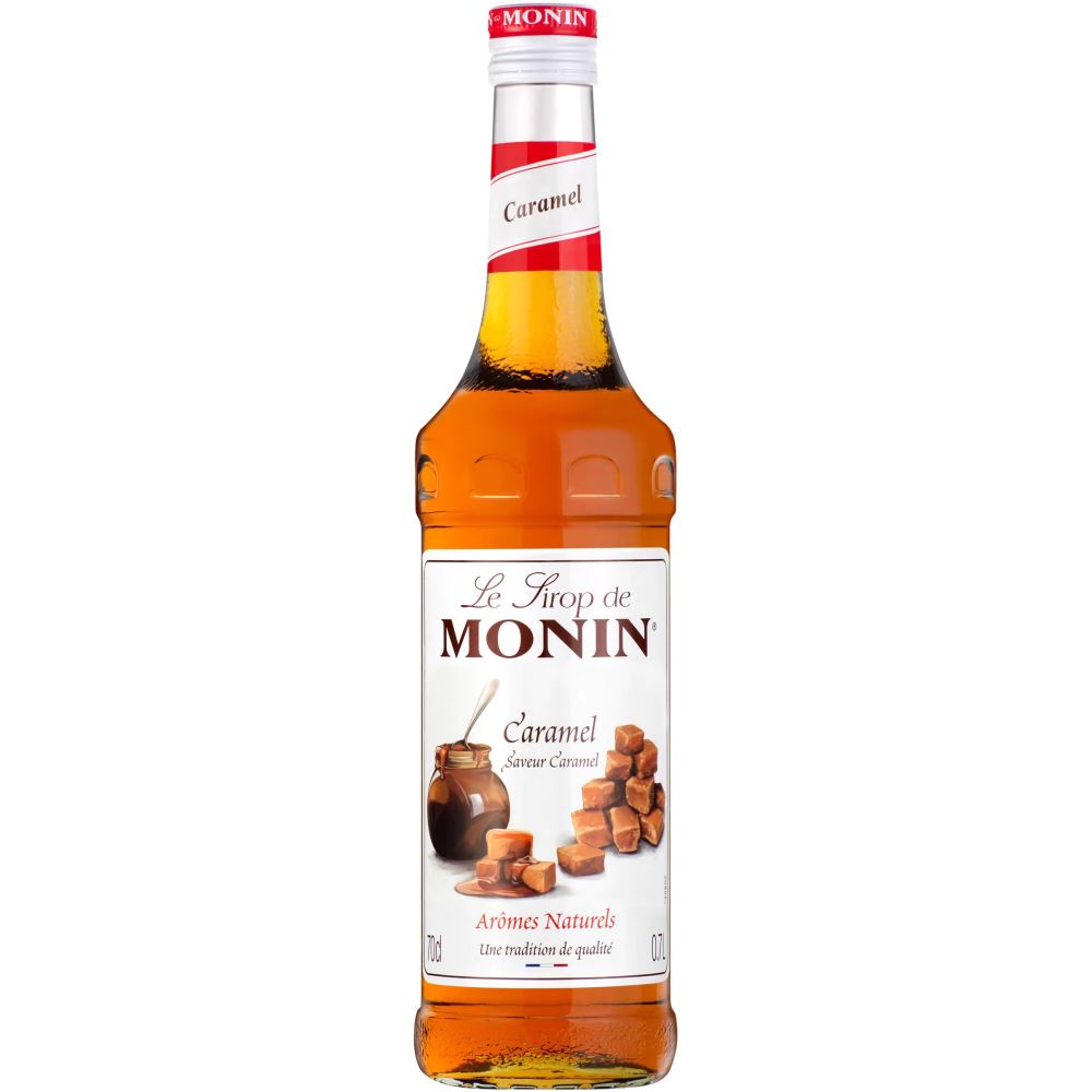 Sirop Monin Caramel, la sticla de 0.7L, la cel mai bun pret, disponibil imediat pentru livrare in Sibiu si in toata Romania