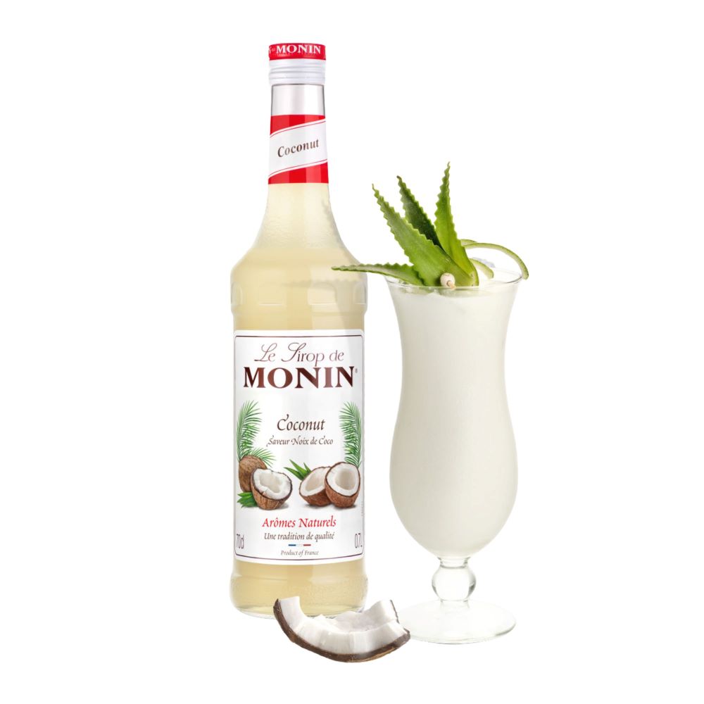 Sirop nuca de cocos Monin Coconut, la sticla de 0.7L, la cel mai bun pret, disponibil imediat pentru livrare in Sibiu si in toata Romania