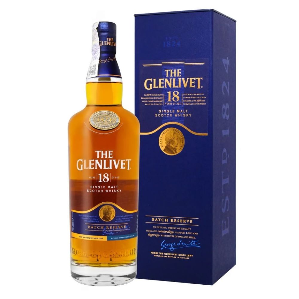 Whisky Single Malt The Glenlivet 18 YO, la sticla de 0.7L, la cel mai bun pret, disponibil cu livrare imediata in Sibiu si in toata Romania