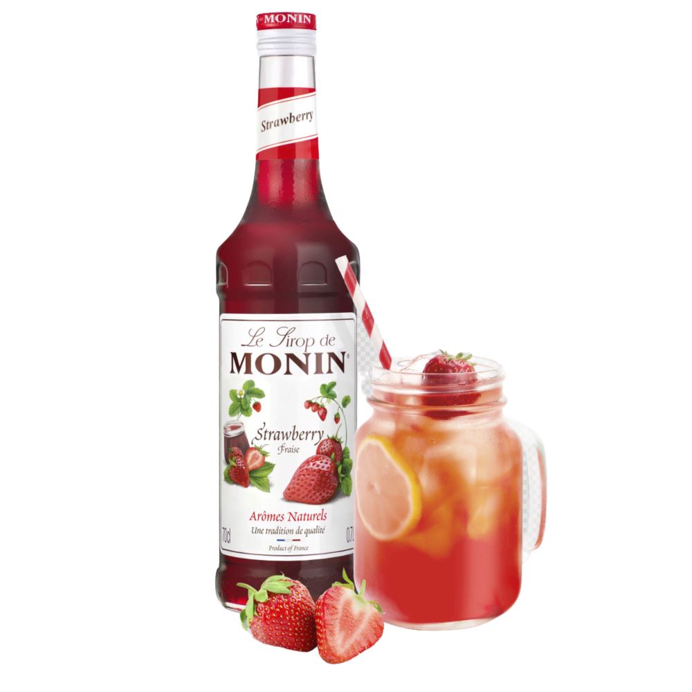 Sirop capsuni Monin Strawberry, la sticla de 0.7L, la cel mai bun pret, disponibil imediat pentru livrare in Sibiu si in toata Romania