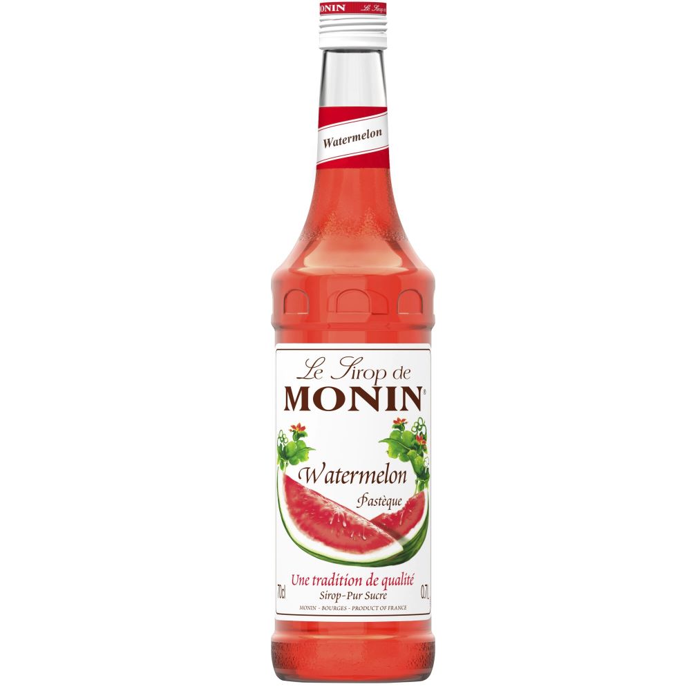 Sirop pepene Monin Watermelon, la sticla de 0.7L, la cel mai bun pret, disponibil imediat pentru livrare in Sibiu si in toata Romania