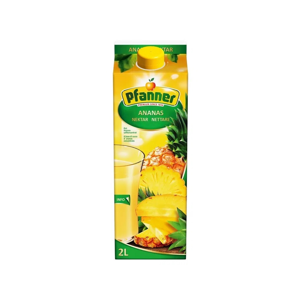 Suc de ananas nectar Pfanner la cutie de 2L, la cel mai bun pret, disponibil cu livrare imediata in Sibiu si in toata Romania