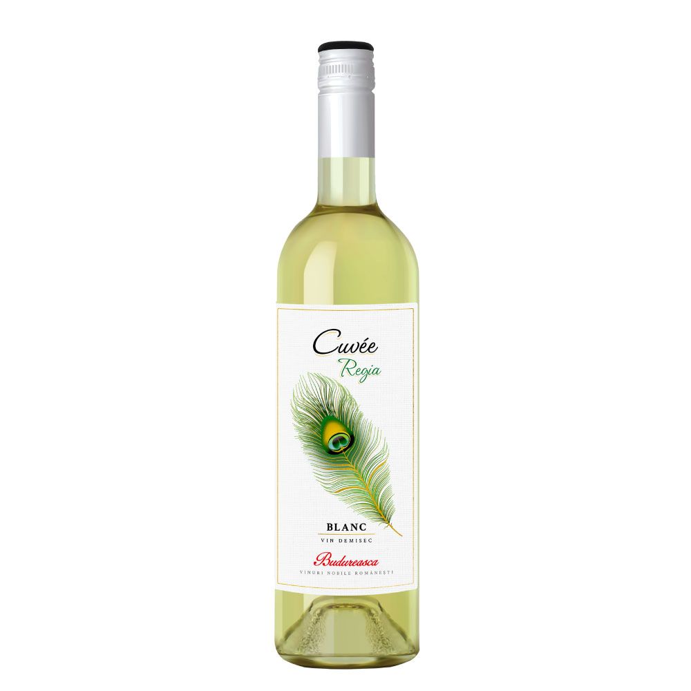 Vin alb Budureasca Cuvee Regia Blanc la sticla de 0.75L, la cel mai bun pret, disponibil cu livrare imediata in Sibiu si in toata Romania