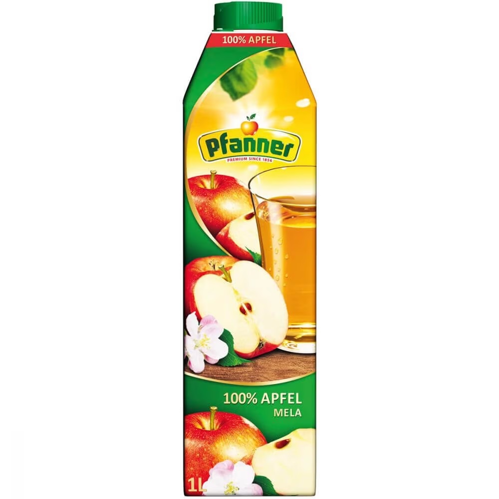 Suc de mere Pfanner la cutie de 1L, la cel mai bun pret, disponibil cu livrare imediata in Sibiu si in toata Romania