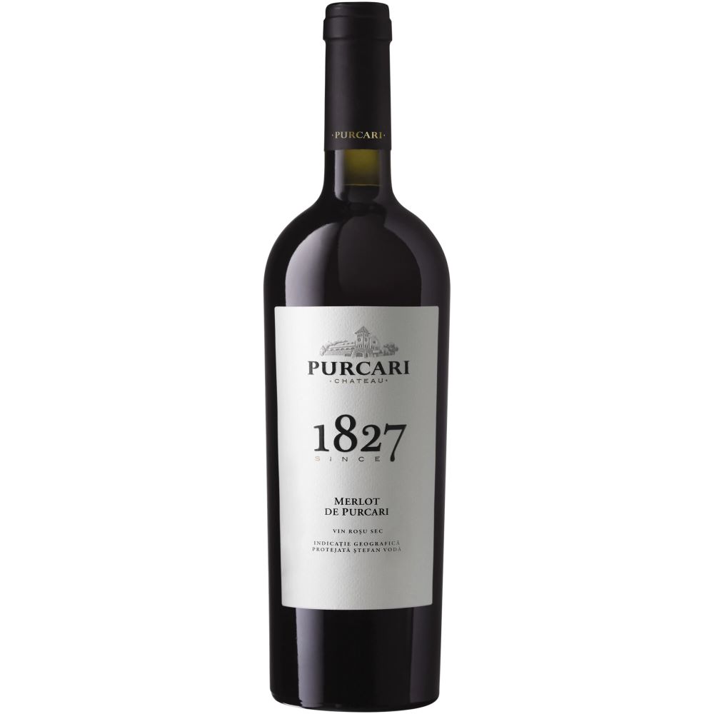 Vin rosu Purcari 1827 Merlot la sticla de 0.75L, la cel mai bun pret, disponibil cu livrare imediata in Sibiu si in toata Romania