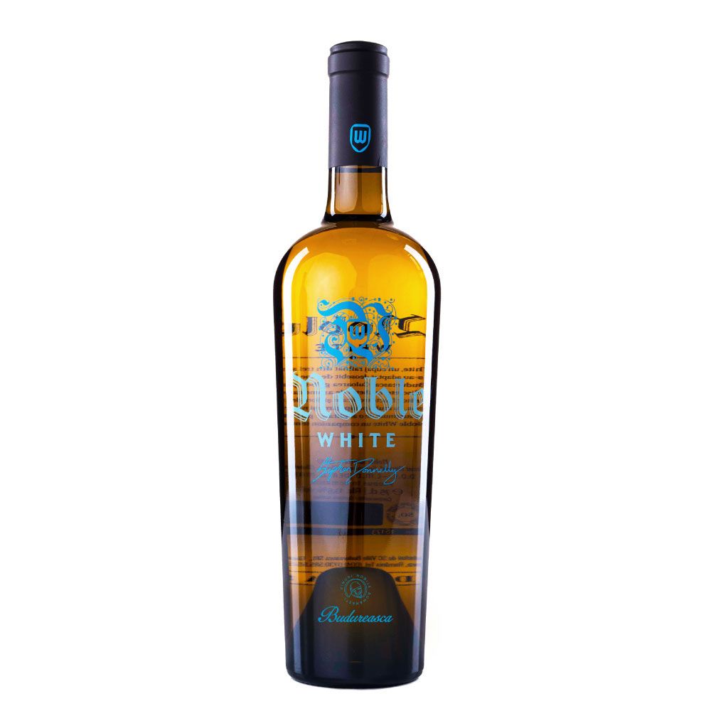 Vin alb Budureasca Noble White sec la sticla de 0.75L, la cel mai bun pret, disponibil cu livrare imediata in Sibiu si in toata Romania