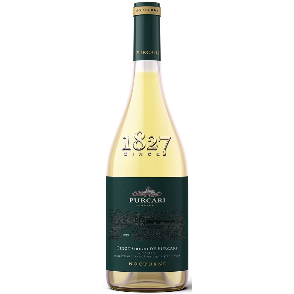 Vin alb Purcari Nocturne Pinot Grigio la sticla de 0.75L, la cel mai bun pret, disponibil cu livrare imediata in Sibiu si in toata Romania