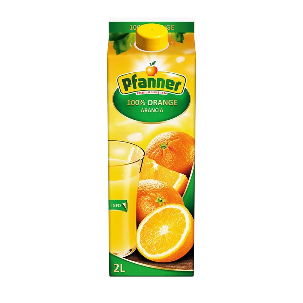 Suc de portocale Pfanner la cutie de 2L, la cel mai bun pret, disponibil cu livrare imediata in Sibiu si in toata Romania